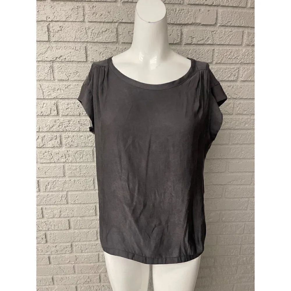 Ana Gray Pleaded Shoulder Top Size L